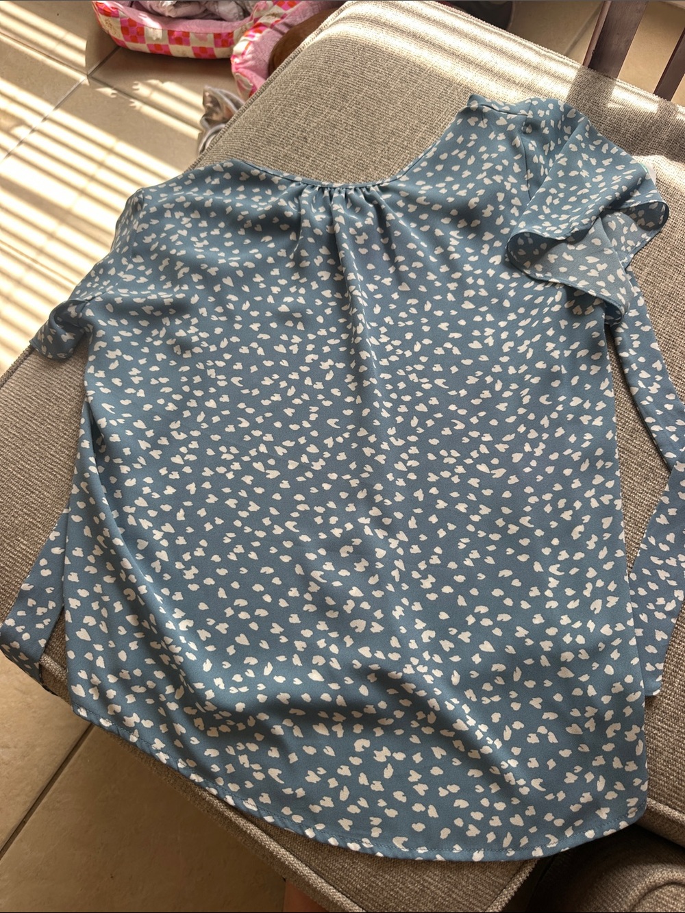 Blue Heart-Print One-Shoulder Women's Top